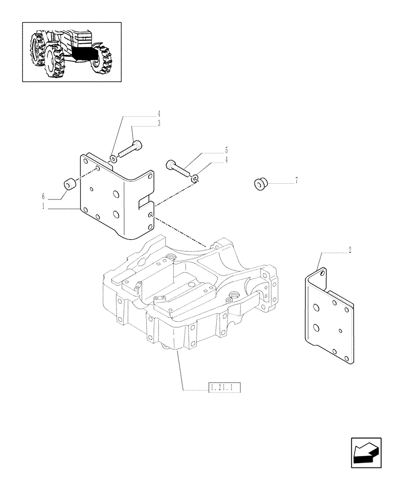 Схема запчастей Case IH JX1060C - (1.21.1/03) - (VAR.489) BRACKETS FOR FRONT LOADER (03) - TRANSMISSION