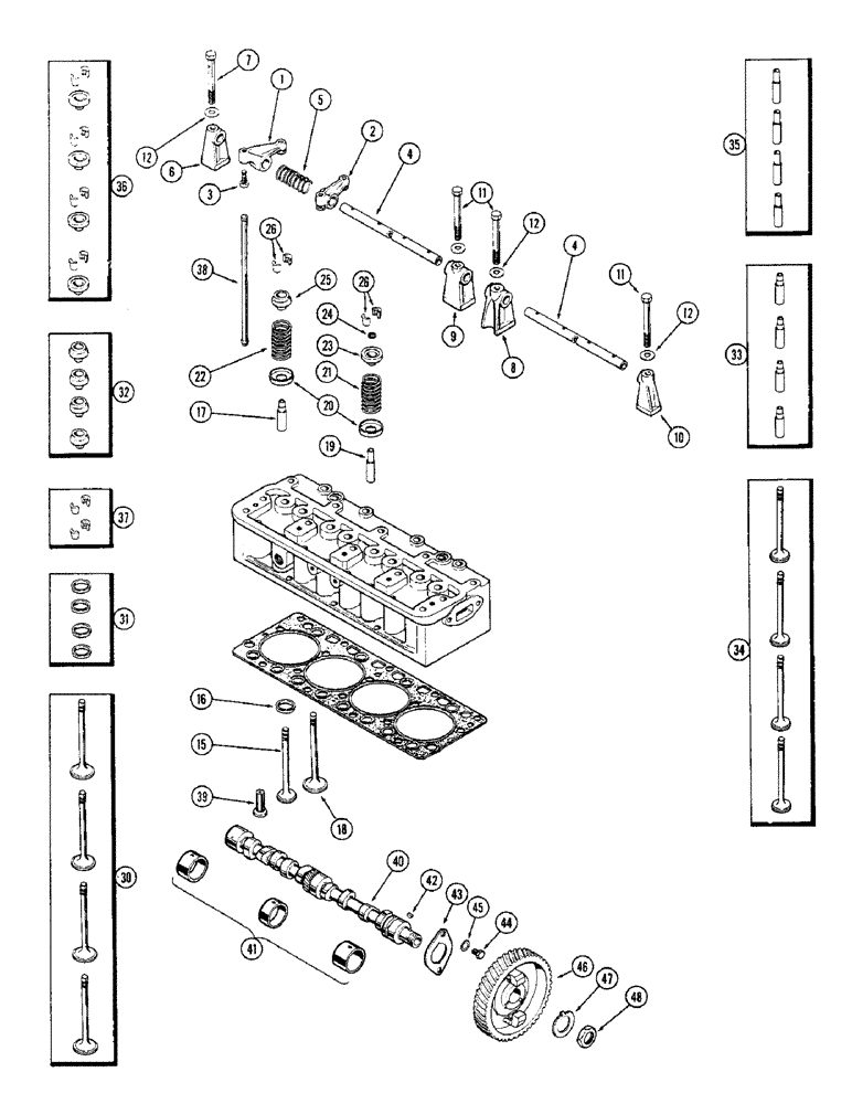 Схема запчастей Case IH 1255 - (034) - VALVE MECHANISM AND CAMSHAFT, 188 SPARK IGNITION ENGINE (10) - ENGINE