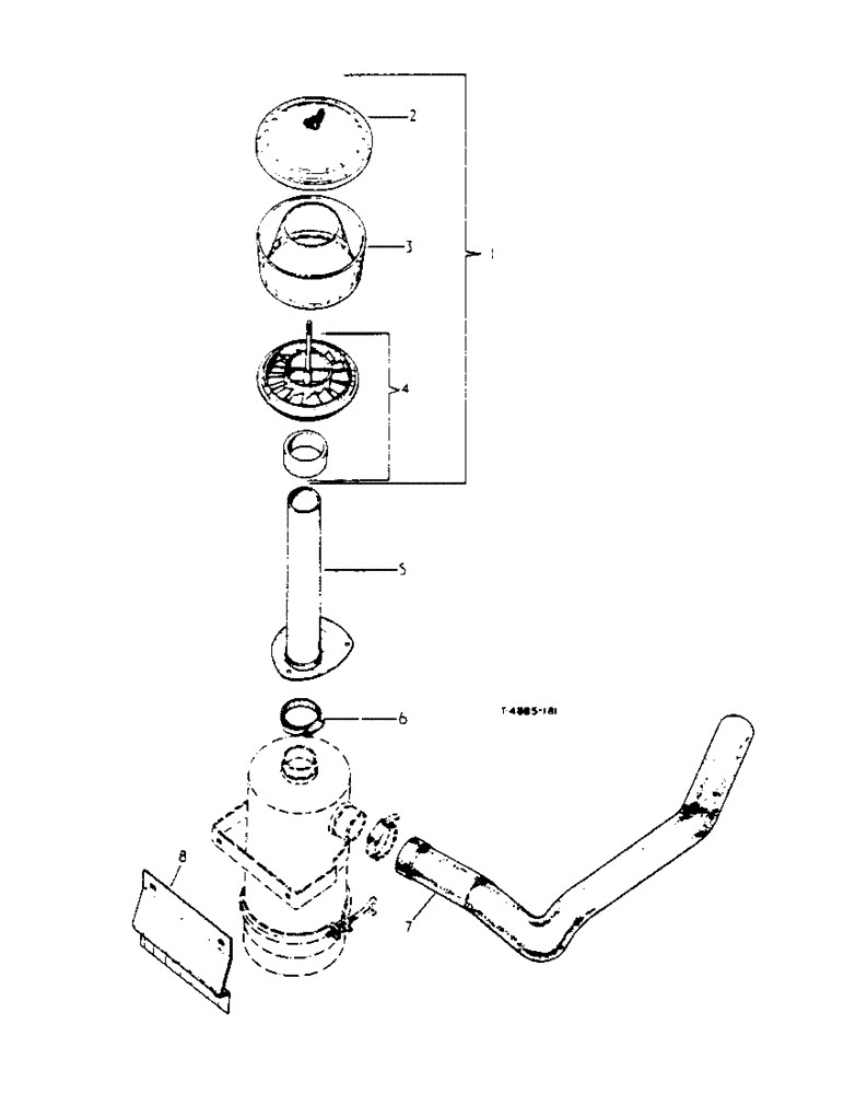 Схема запчастей Case IH 434 - (8-19) - AIR PRE-CLEANER ATTACHMENTS, EXPORT - NARROW TREAD (02) - ENGINE