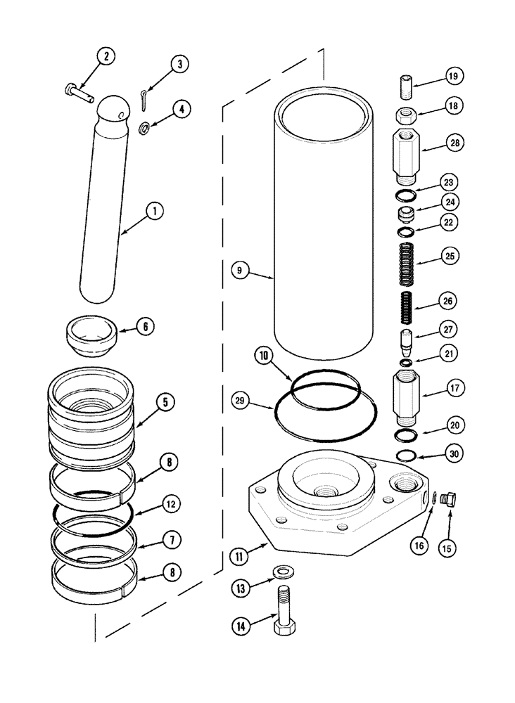 Схема запчастей Case IH MX100 - (08-09) - HITCH CYLINDER ASSEMBLY (08) - HYDRAULICS