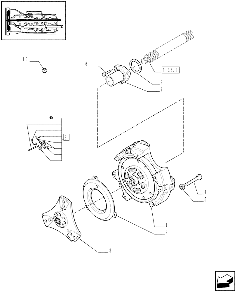 Схема запчастей Case IH JX1070N - (1.25.0/01) - (VAR.271) HI-LO - CLUTCH (03) - TRANSMISSION