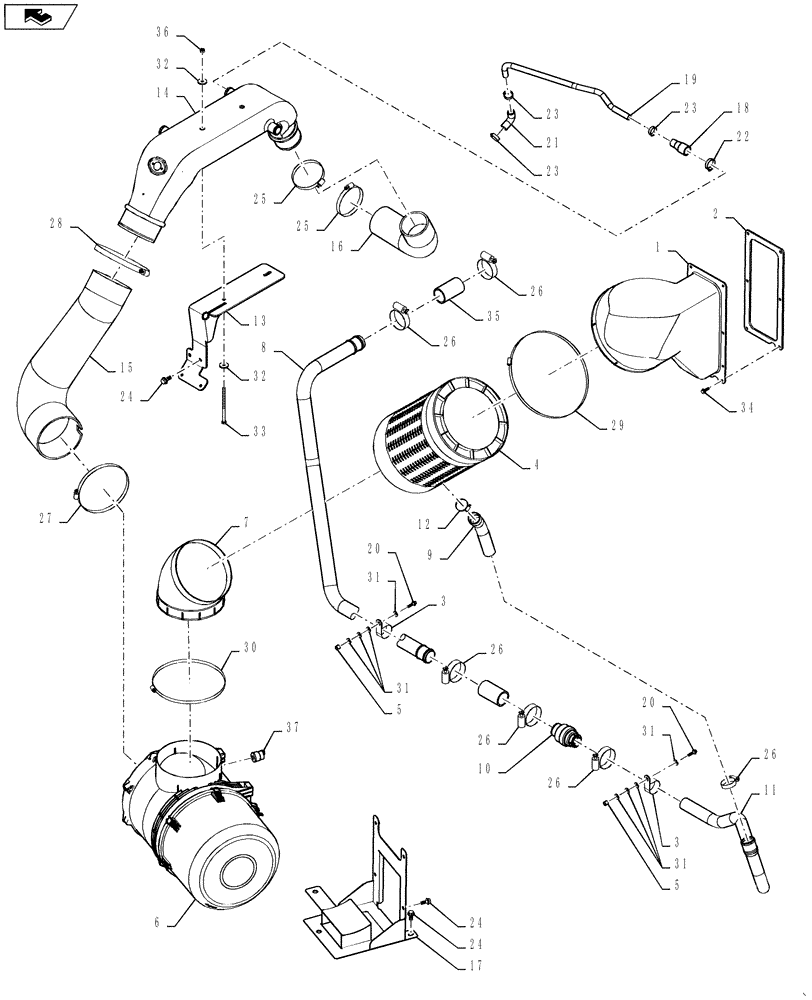 Схема запчастей Case IH 9120 - (10.254.09(03)) - AIR INTAKE-ENGINE-9120 UPDATE W/PRECLEANER (10) - ENGINE