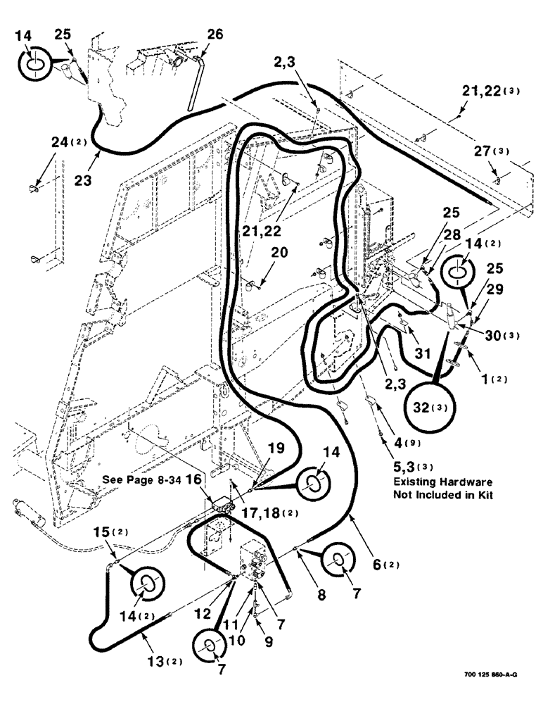 Схема запчастей Case IH 8455T - (9-42) - MESH WRAP KIT, HYDRAULIC ASSEMBLY, MESH WRAP KITS HK50628 & HK50902, S.N. CFH0084501 THRU CFH0084545 Decals & Attachments