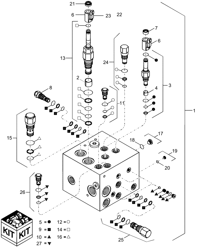 Схема запчастей Case IH 1250 - (35.138.20) - HYDRAULICS - MULTI-VALVE VALVE ASSEMBLY WITH PLUGS 87439659 DIRECT DRIVE (35) - HYDRAULIC SYSTEMS