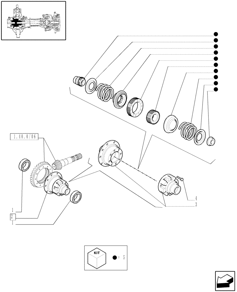 Схема запчастей Case IH JX80 - (1.40. 6/07[02]) - (VAR.325/1) 4WD FRONT AXLE NO-SPIN DIFFERENTIAL LOCK - DIFFERENTIAL (04) - FRONT AXLE & STEERING