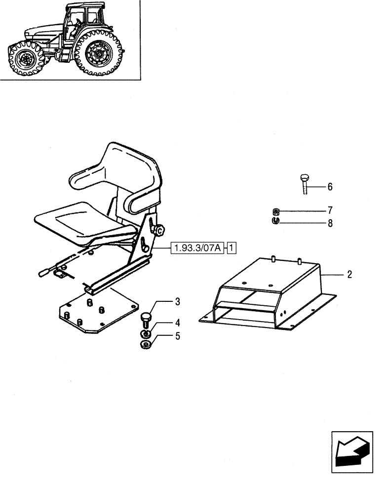 Схема запчастей Case IH JX95 - (1.93.3/07) - (VAR.007) NORTH AMERICA VERSION - SEAT, SUPPORT (10) - OPERATORS PLATFORM/CAB