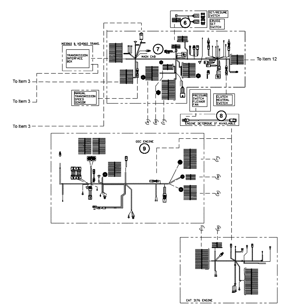 Схема запчастей Case IH FLX3300B - (08-001[02]) - MAIN ELECTRICAL HARNESSES (06) - ELECTRICAL