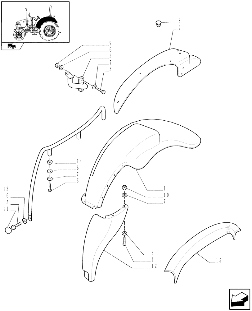 Схема запчастей Case IH FARMALL 80 - (1.92.87[02]) - MUDGUARDS AND FOOTBOARDS - L/CAB (10) - OPERATORS PLATFORM/CAB