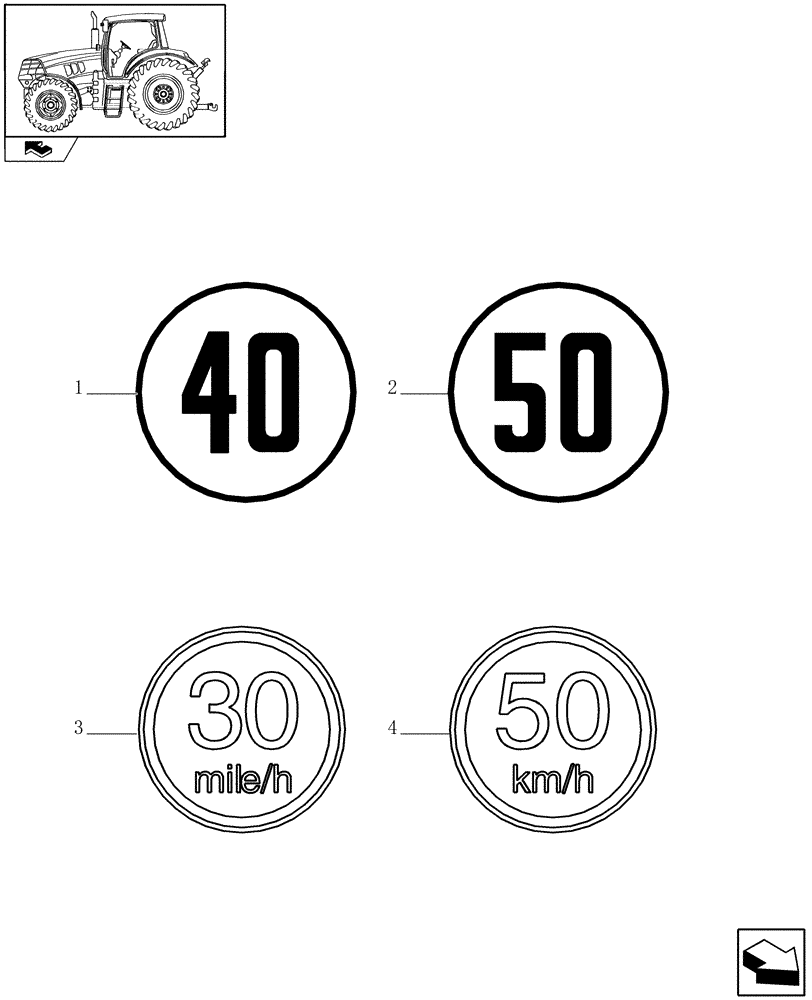 Схема запчастей Case IH MAXXUM 140 - (1.98.0/03) - ROADSPEED DECALS (13) - DECALS