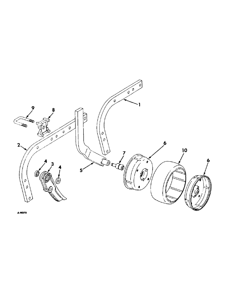 Схема запчастей Case IH 43 - (D-06) - BEAM AND SHANK W/GAUGE WHEELS 