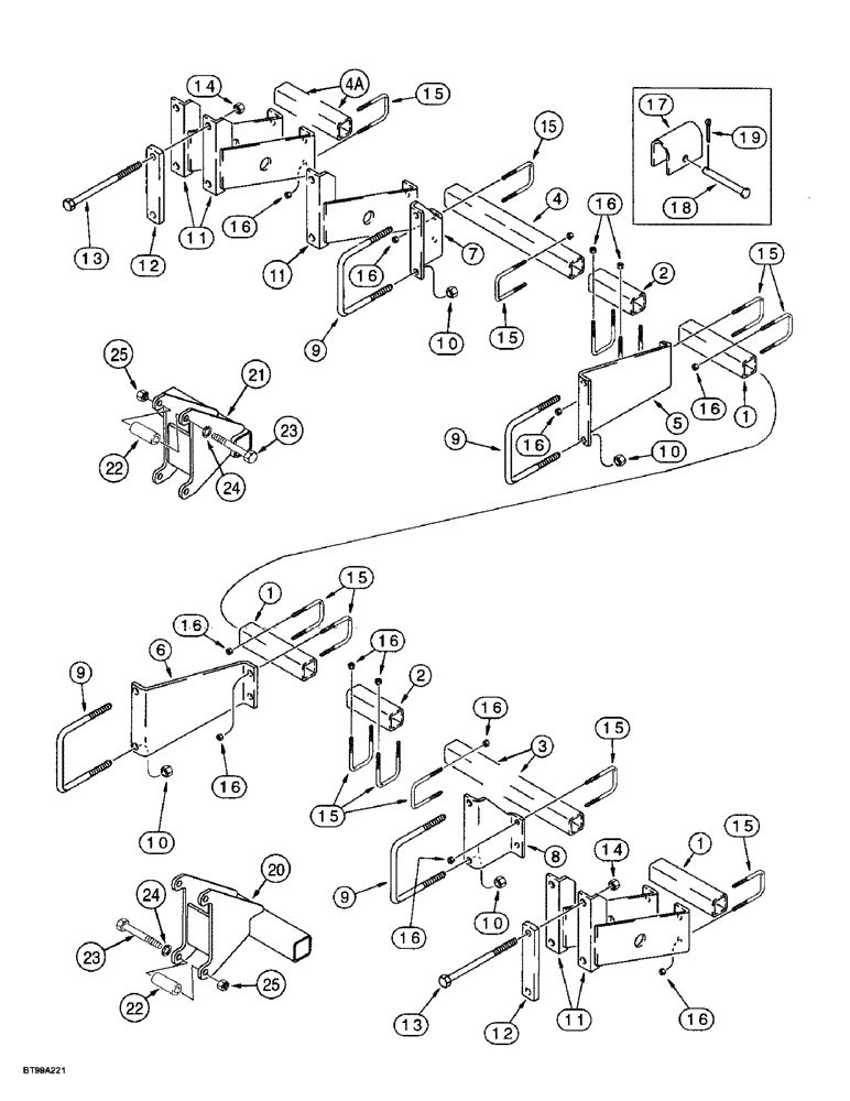 Схема запчастей Case IH 955 - (9F-098) - FERTILIZER APPLICATOR MOUNTING BAR, 12/23 SOLID ROW CROP - (09) - CHASSIS/ATTACHMENTS