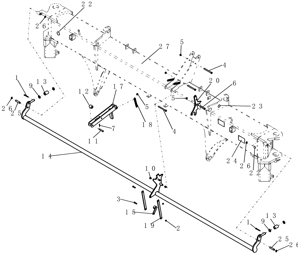 Схема запчастей Case IH 700 - (39.100.01) - LOCKSHAFT, CENTER SECTION COUPLER (39) - FRAMES AND BALLASTING