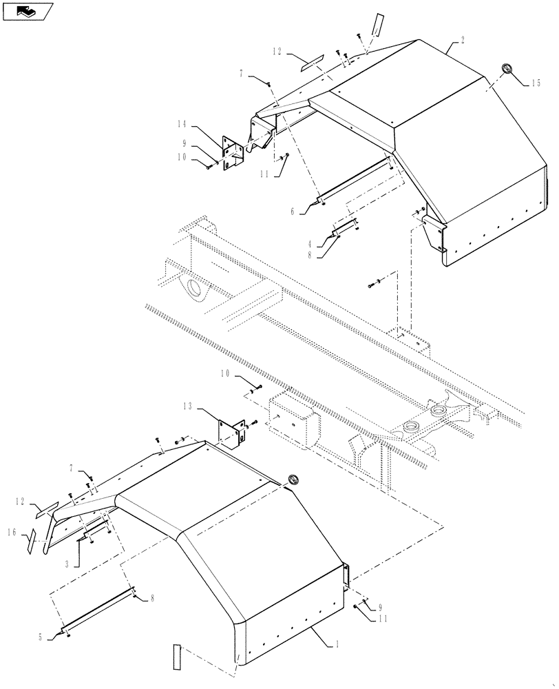 Схема запчастей Case IH TITAN 4030 - (90.116.02) - REAR FENDER (90) - PLATFORM, CAB, BODYWORK AND DECALS