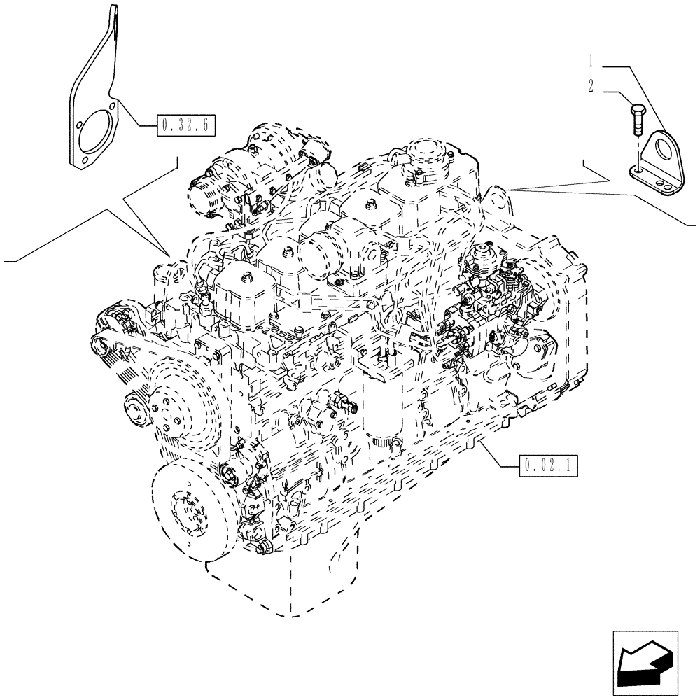 Схема запчастей Case IH P170 - (0.45.0[01]) - HOOKS - ENGINE (02) - ENGINE