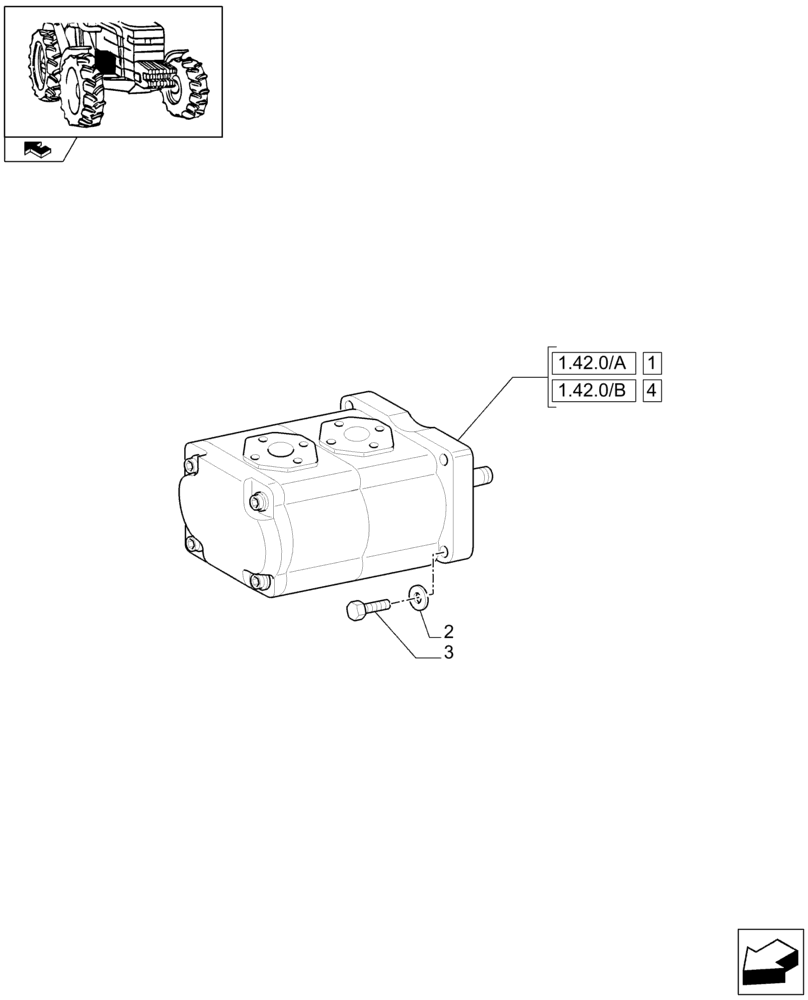 Схема запчастей Case IH FARMALL 95C - (1.42.0) - HYDRAULIC PUMP (04) - FRONT AXLE & STEERING