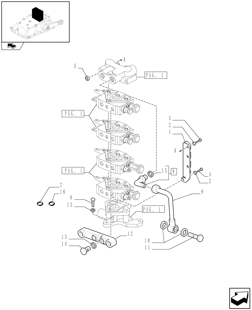 Схема запчастей Case IH FARMALL 95C - (1.82.7/11[03]) - 4 REAR REMOTE VALVES FOR MDC - QUICK COUPLING (VAR.330165) (07) - HYDRAULIC SYSTEM