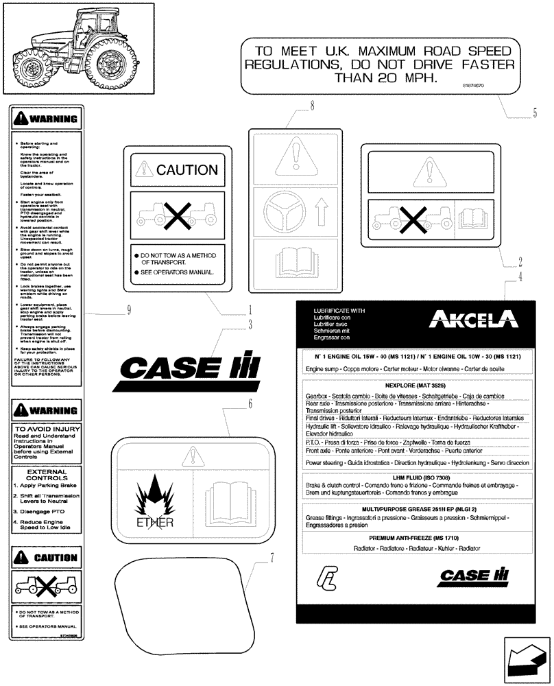 Схема запчастей Case IH MXU110 - (1.98.0[02]) - DECALS (13) - DECALS