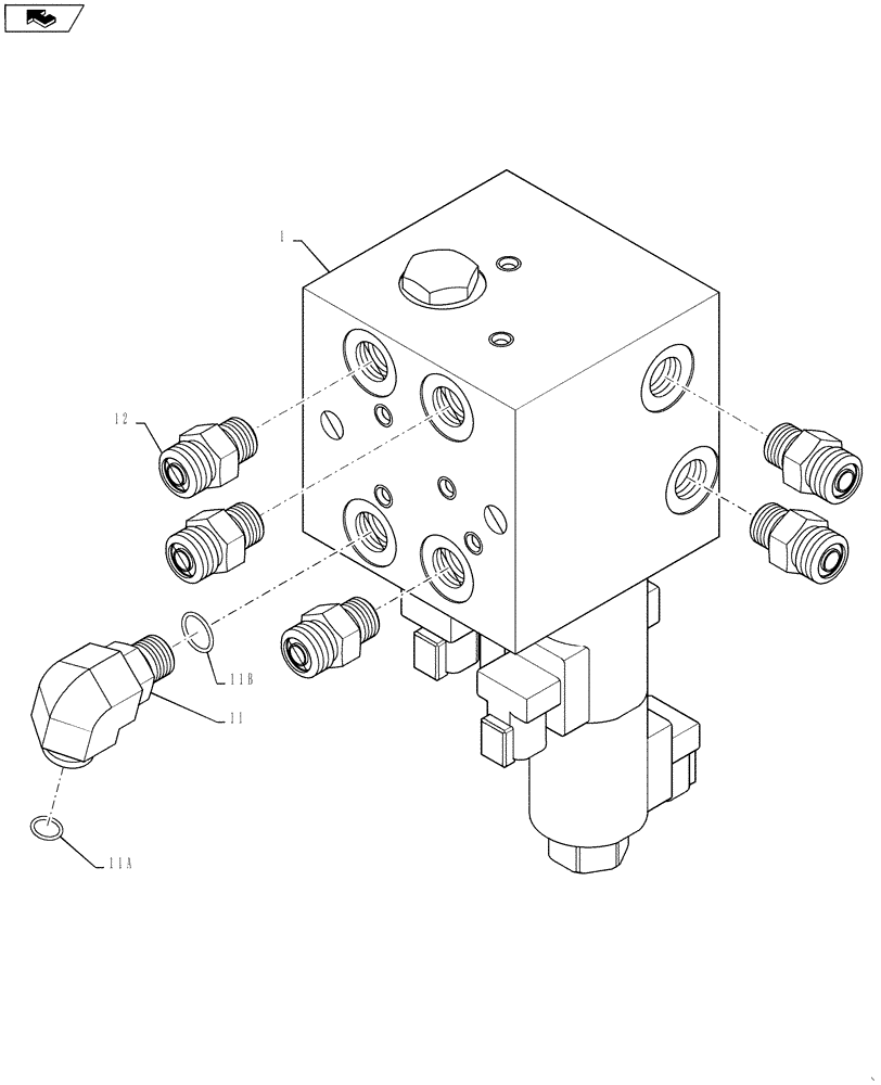 Схема запчастей Case IH 4420 - (06-039[01]) - VALVE, 2-BANK WITH FITTINGS, BEGINNING 01/2009 Hydraulic Plumbing