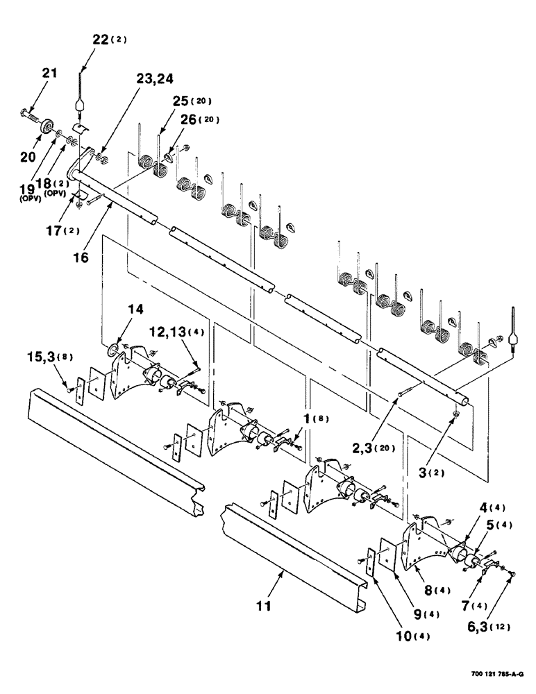 Схема запчастей Case IH 8840 - (6-14) - REEL BAT AND TINE TUBE ASSEMBLY (14 FOOT), (S.N. CFH0032001 THRU CFH0032226) (58) - ATTACHMENTS/HEADERS