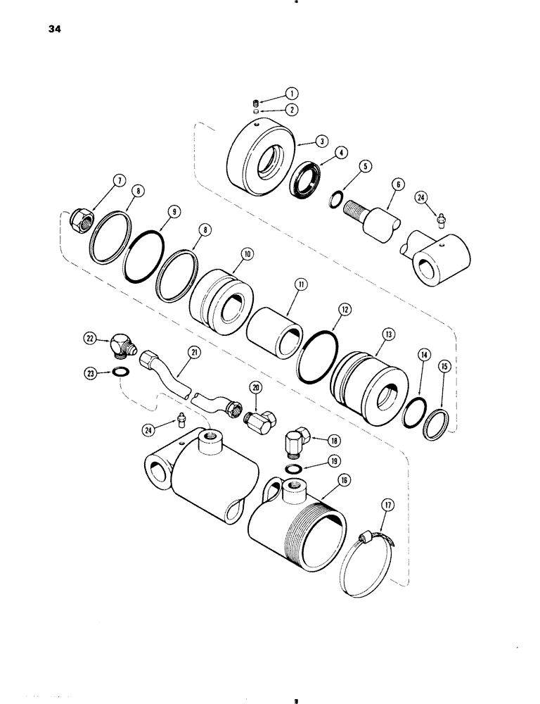 Схема запчастей Case IH 70 - (34) - T53098 CYLINDER (35) - HYDRAULIC SYSTEMS