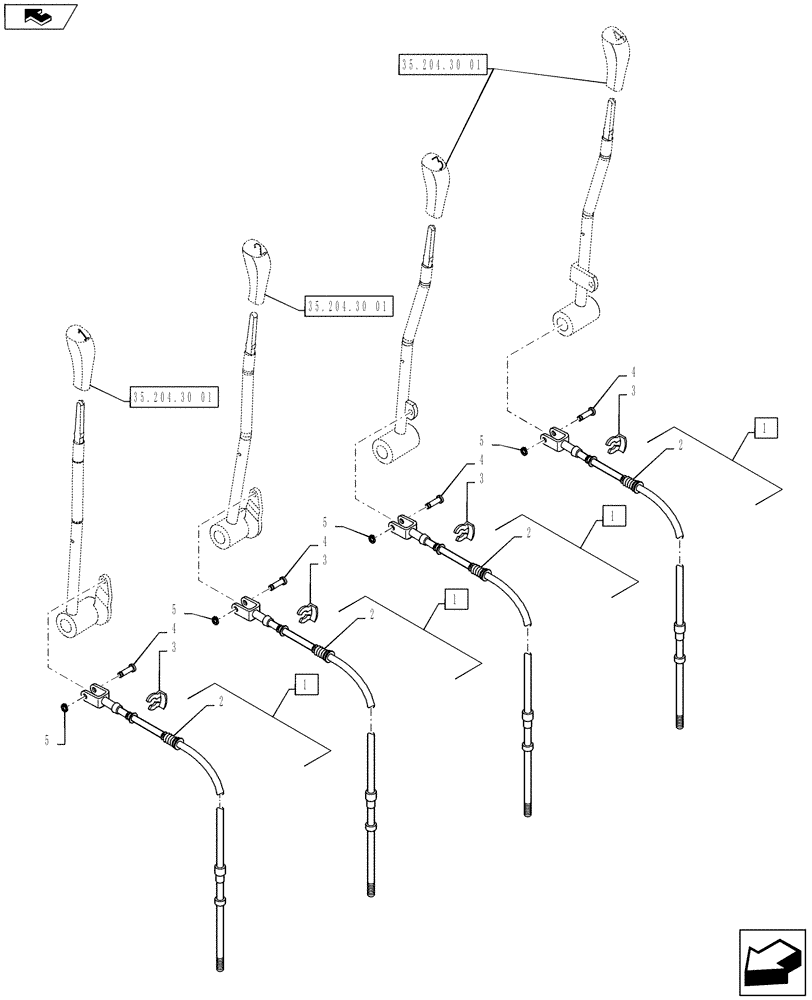 Схема запчастей Case IH PUMA 130 - (35.204.30[02]) - CABLE - 4-LEVER REAR CONTROL (35) - HYDRAULIC SYSTEMS