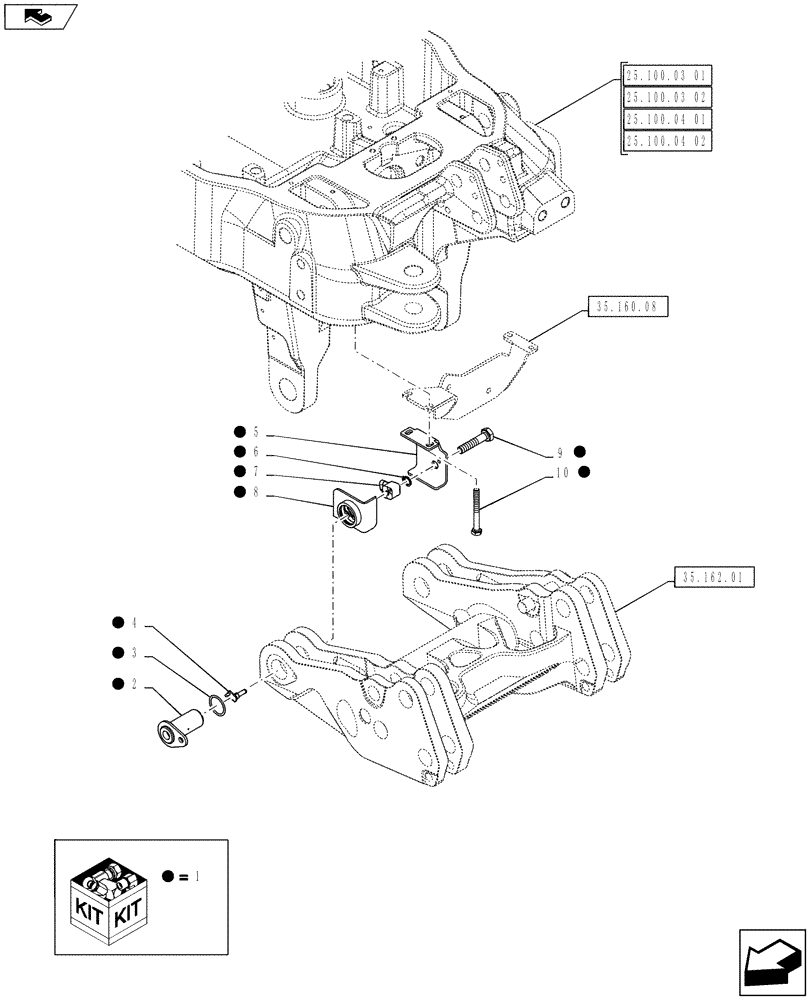 Схема запчастей Case IH PUMA 145 - (35.160.03) - VAR - 333648, 334648, 335648, 336831, 337831 - FRONT HPL - TURN ANGLE SENSOR (35) - HYDRAULIC SYSTEMS