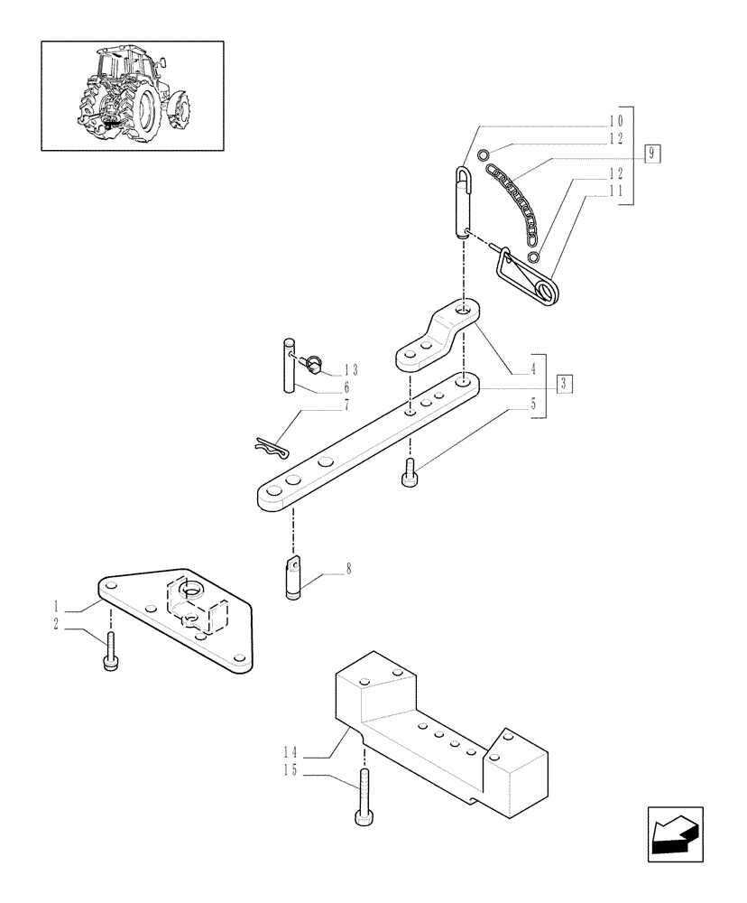 Схема запчастей Case IH MXU115 - (1.89.0/03) - (VAR.913) DRAWBAR FOR SLIDING SUPPORT - (ITALY) (09) - IMPLEMENT LIFT