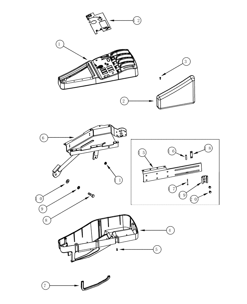 Схема запчастей Case IH MX180 - (09-35) - CONSOLE, RIGHT HAND, STANDARD CAB (09) - CHASSIS/ATTACHMENTS