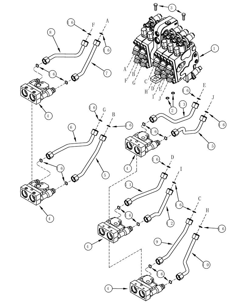 Схема запчастей Case IH MX200 - (08-12) - HYDRAULIC SYSTEM REMOTE COUPLERS (08) - HYDRAULICS