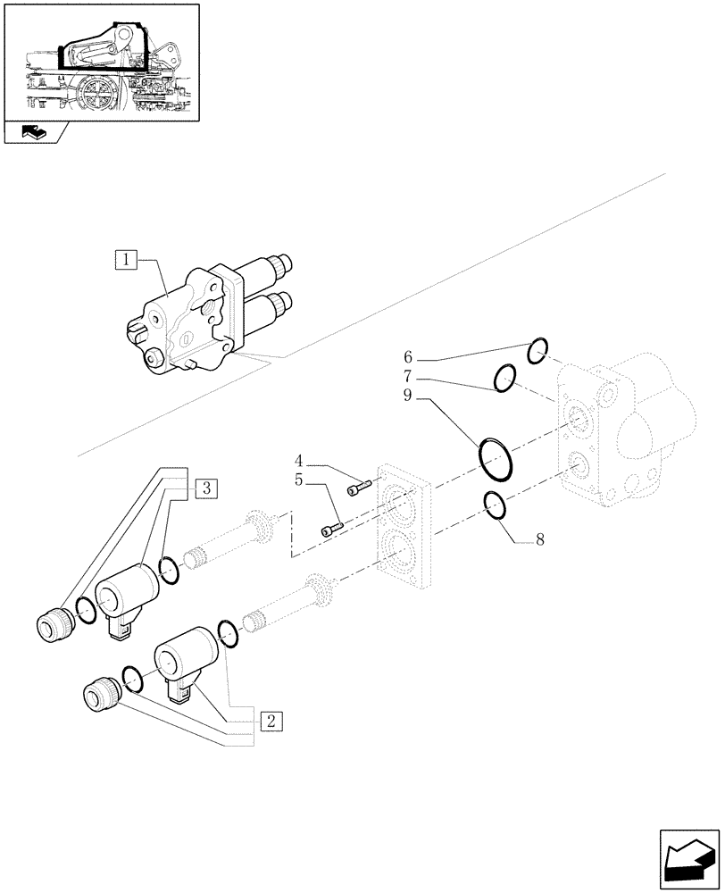 Схема запчастей Case IH FARMALL 95U - (1.82.0/01A[01]) - HYDRAULIC LIFT FOR POWER SHUTTLE WITH EDC - VALVE - BREAKDOWN - C6083 (07) - HYDRAULIC SYSTEM