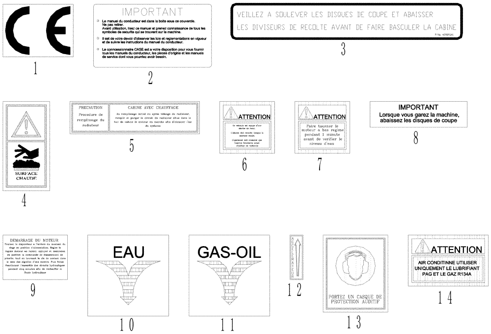 Схема запчастей Case IH A7000 - (C09.04[01]) - Decals {French} (12) - CHASSIS