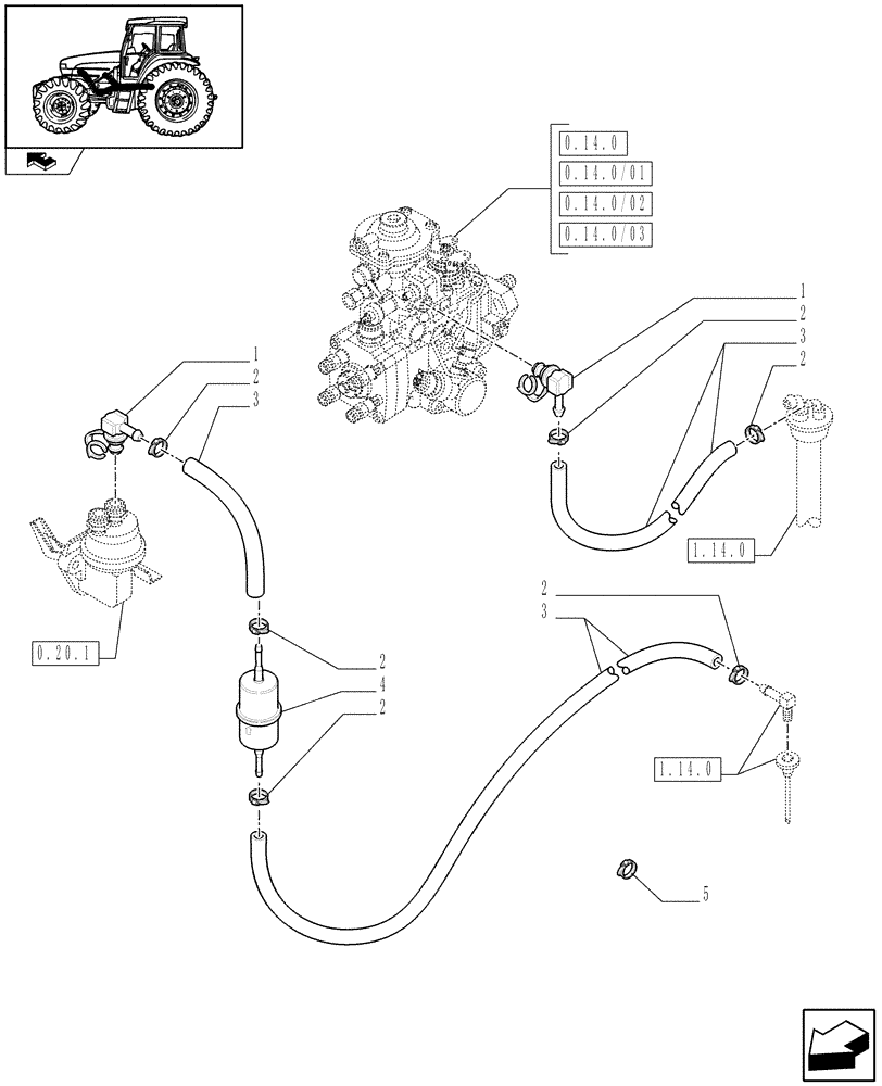 Схема запчастей Case IH FARMALL 105U - (1.14.6) - FUEL PIPES (02) - ENGINE EQUIPMENT