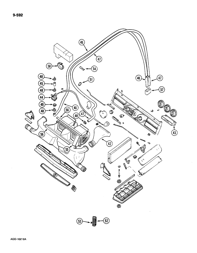 Схема запчастей Case IH 585 - (9-592) - AIR CONDITIONING, HEATER ASSEMBLY, CONTD (09) - CHASSIS/ATTACHMENTS