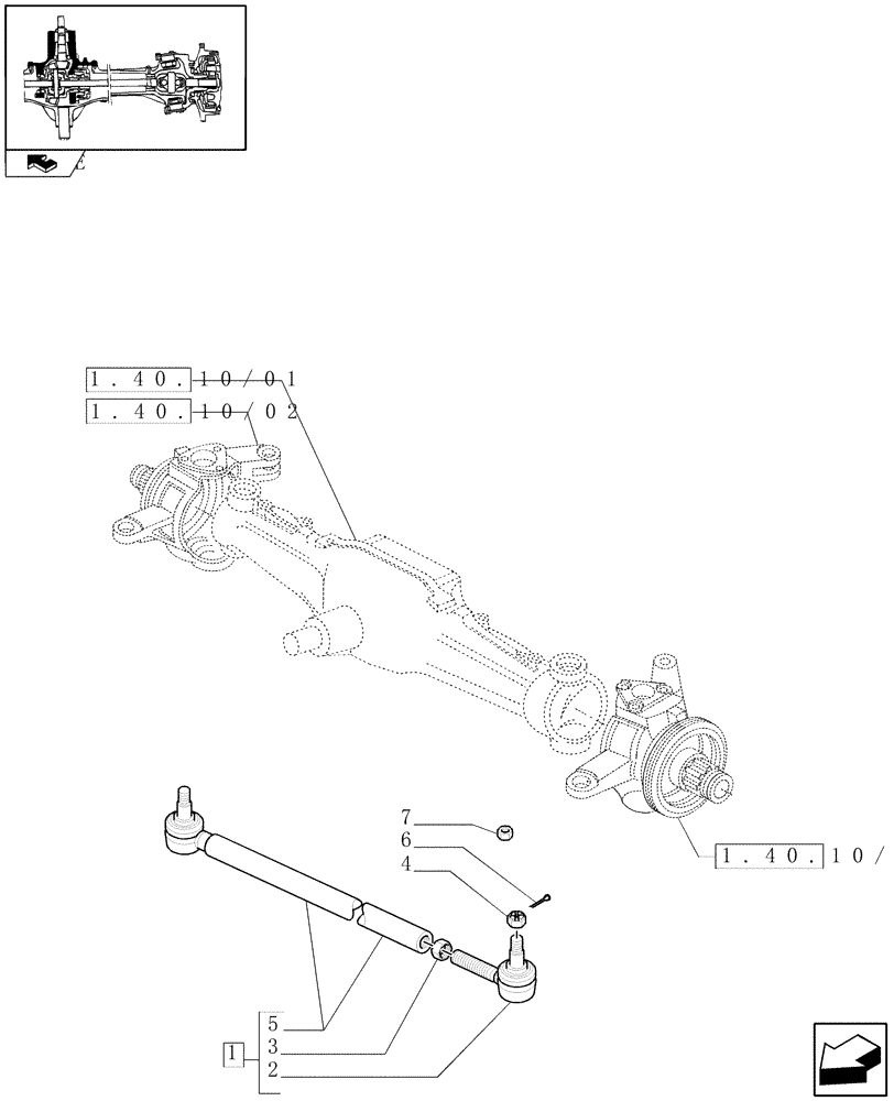 Схема запчастей Case IH FARMALL 80 - (1.40.10/04) - STANDARD FRONT AXLE W/LIMITED SLIP DIFF,40KM/H - TIE-ROD (VAR.335541-743559-743552) (04) - FRONT AXLE & STEERING