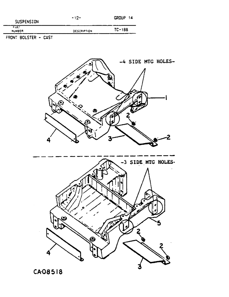 Схема запчастей Case IH HYDRO 84 - (14-12) - SUSPENSION, FRONT BOLSTER, CAST Suspension