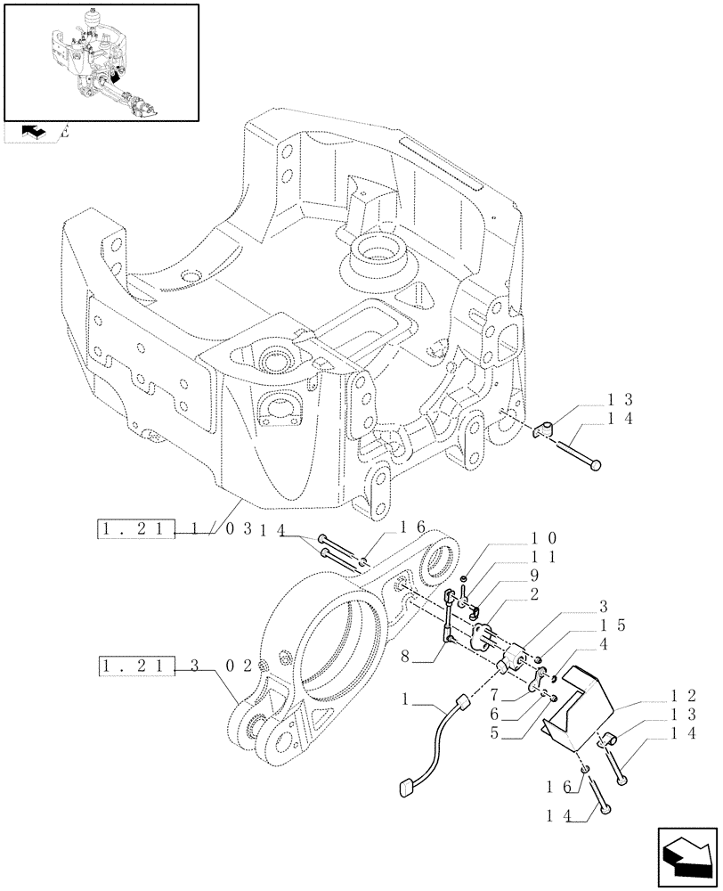 Схема запчастей Case IH PUMA 210 - (1.75.0/05[01]) - (VAR.212-463) FRONT AXLE WITH ACTIVE SUSPENSION - ROTARY POSITION SENSOR (06) - ELECTRICAL SYSTEMS