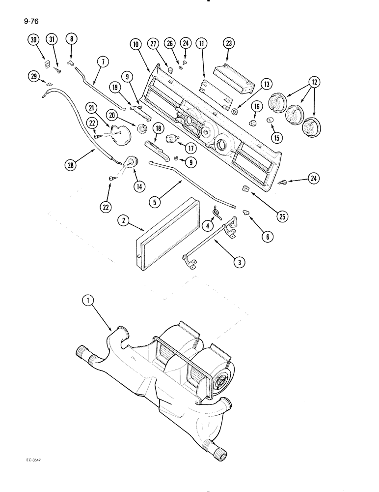 Схема запчастей Case IH 595 - (9-076) - CAB, HEATER CONTROLS (09) - CHASSIS/ATTACHMENTS