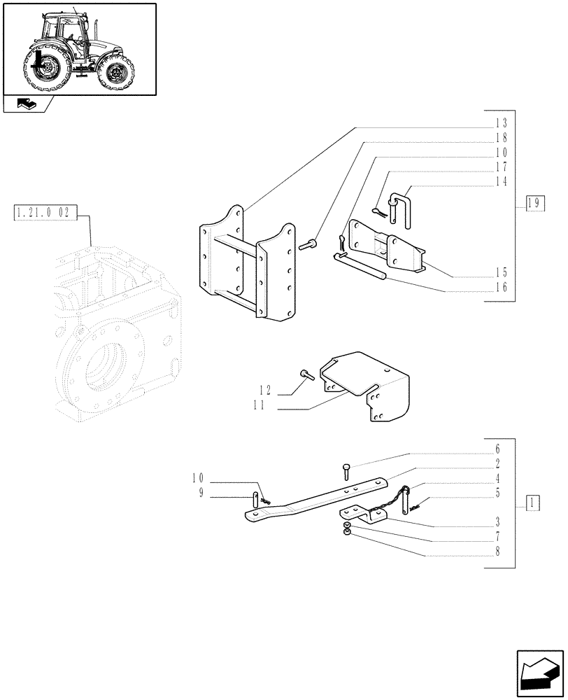 Схема запчастей Case IH FARMALL 60 - (1.89.0/04) - MOBILE DRAWBAR AND SUPPORT (VAR.335953) (09) - IMPLEMENT LIFT