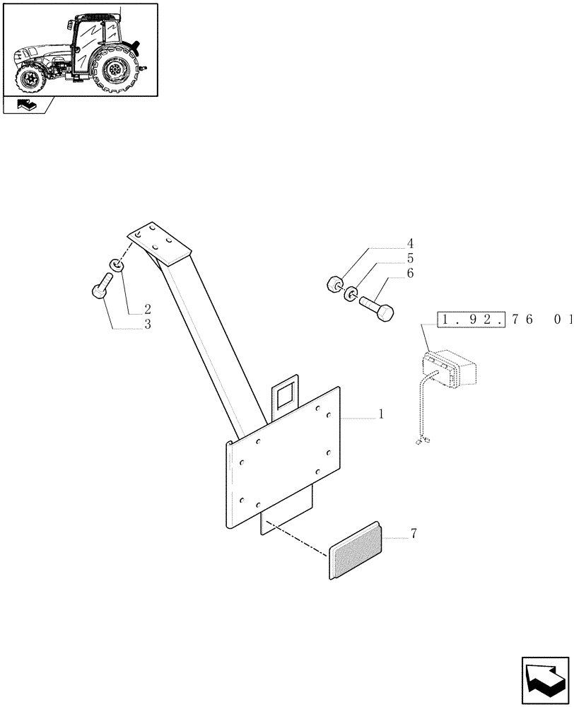 Схема запчастей Case IH FARMALL 85N - (1.92.99[02]) - LICENSE PLATE SUPPORT FOR RH DRIVE MARKETS - W/CAB (VAR.339958) (10) - OPERATORS PLATFORM/CAB