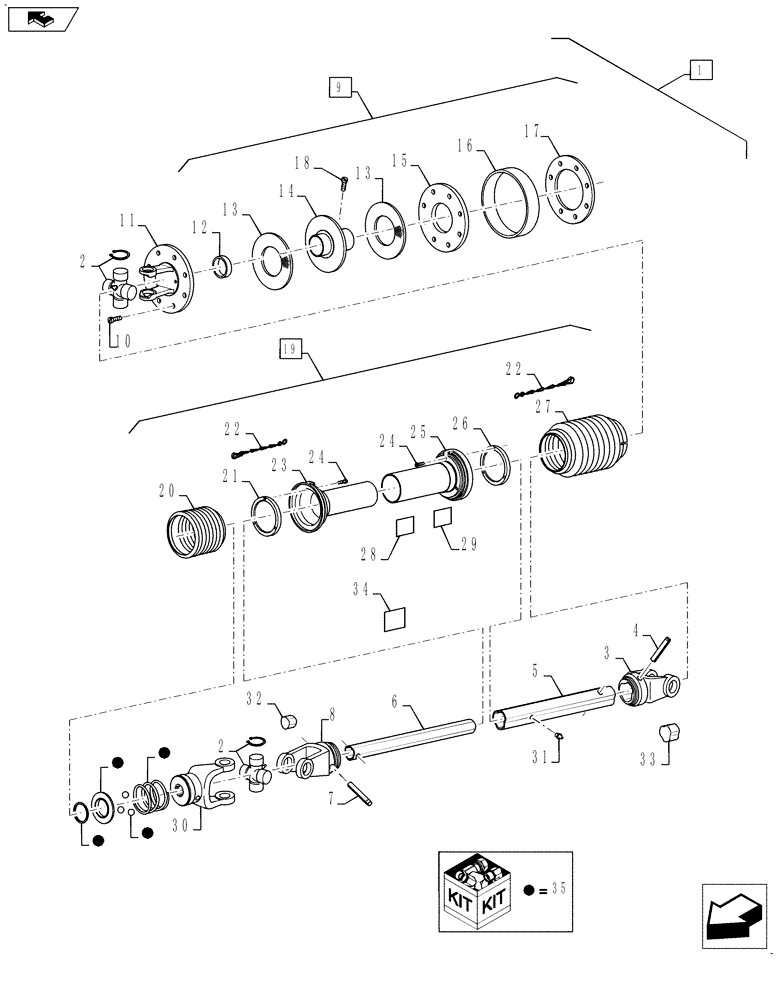 Схема запчастей Case IH 3020-30 - (58.500.02) - SHAFT, POWER TAKE-OFF (58) - ATTACHMENTS/HEADERS