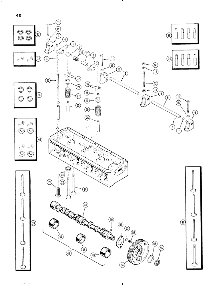 Схема запчастей Case IH 570 - (040) - VALVE MECHANISM AND CAMSHAFT, 570 (159) SPARK IGNITION ENGINE (02) - ENGINE