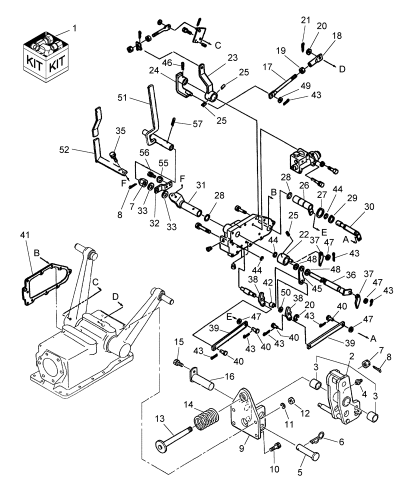 Схема запчастей Case IH D40 - (07.04) - HYDRAULIC DRAFT CONTROL KIT, GEAR (07) - HYDRAULIC SYSTEM