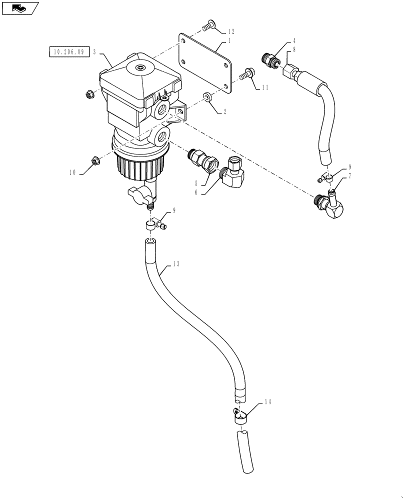 Схема запчастей Case IH 7130 - (10.206.10) - FUEL WATER SEPARATOR INSTALLATION (10) - ENGINE