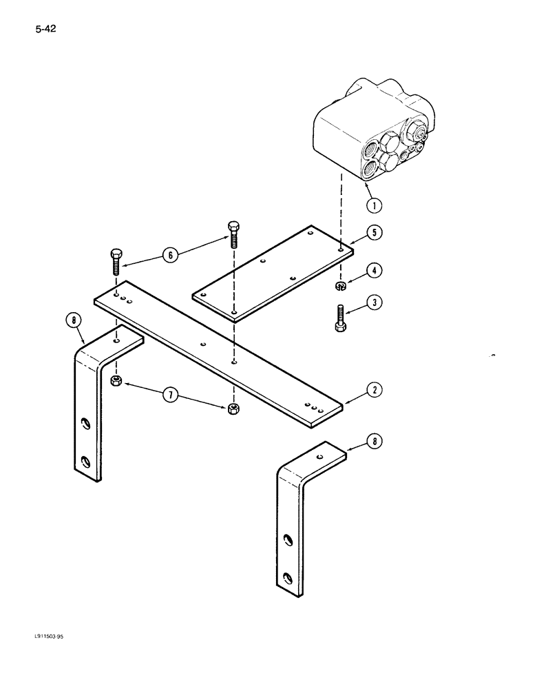 Схема запчастей Case IH 1640 - (5-42) - SELECTOR VALVE MOUNTING, POWER GUIDE AXLE (04) - STEERING