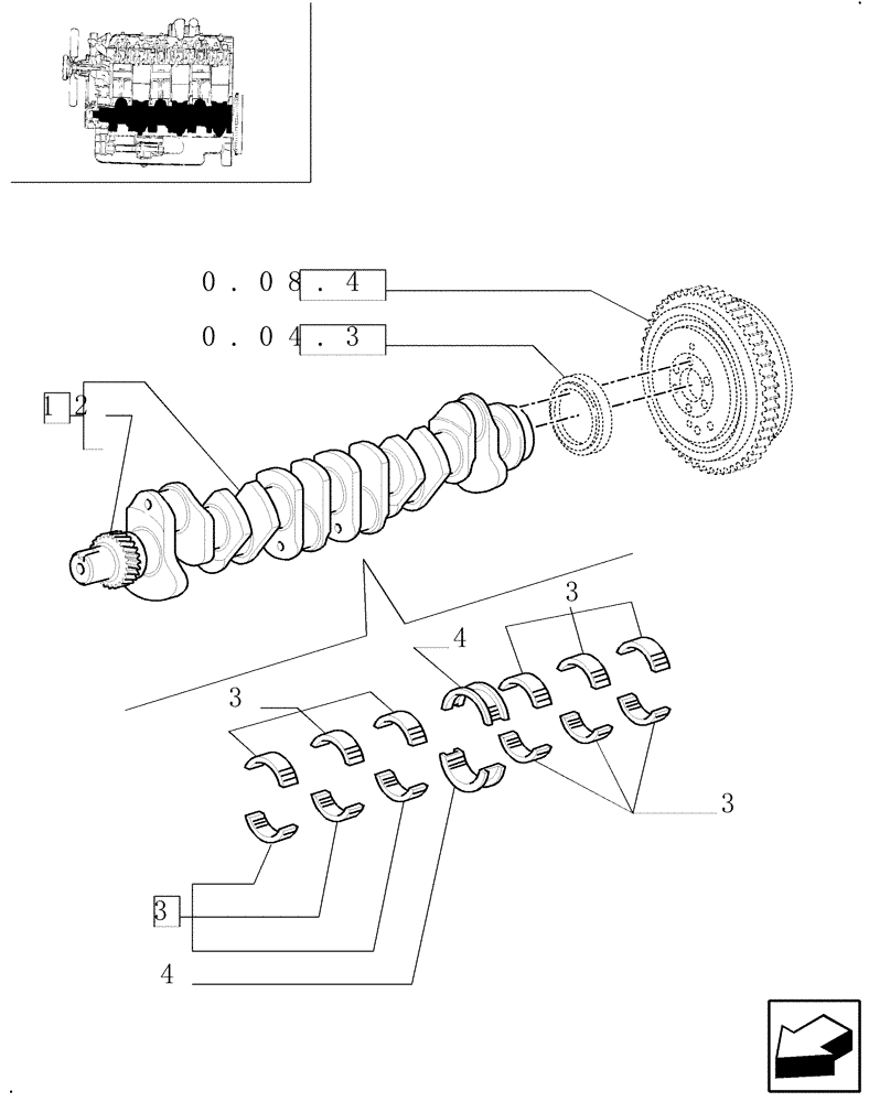 Схема запчастей Case IH MXM140 - (0.08.0[01]) - CRANKSHAFT & RELATED PARTS (01) - ENGINE