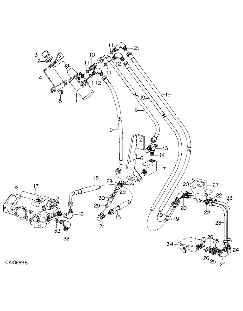 Схема запчастей Case IH 7488 - (10-35) - HYDRAULICS, POWER STEERING CONNECTIONS, HAND PUMP TO STEERING CHECK VALVE (07) - HYDRAULICS