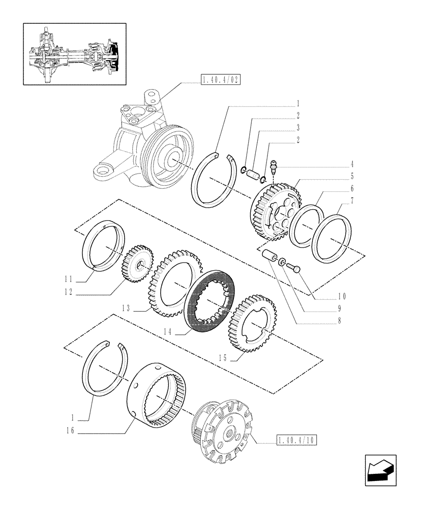 Схема запчастей Case IH MXM120 - (1.40.4/13[01]) - (VAR.452) 4WD FRONT AXLE WITH BRAKES FOR TERRALOCK - BRAKES (04) - FRONT AXLE & STEERING