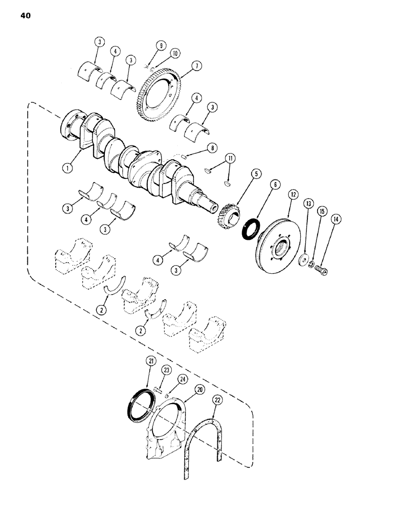 Схема запчастей Case IH 301BD - (040) - CRANKSHAFT, ENGINE LESS FUEL DEVICE, 301BD NATURALLY ASPIRATED ENGINES 