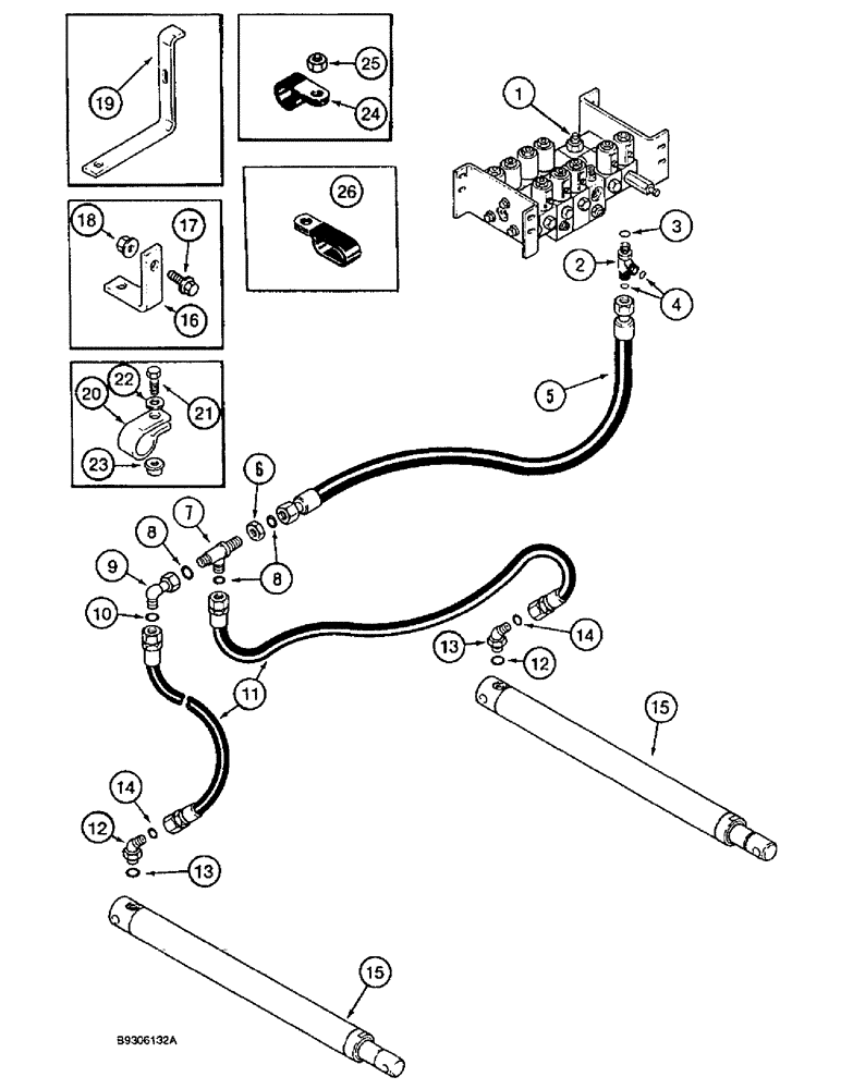 Схема запчастей Case IH 1644 - (8-26) - HEADER LIFT CYLINDER SYSTEM, WITHOUT THIRD LIFT CYLINDER ATTACHMENT (07) - HYDRAULICS