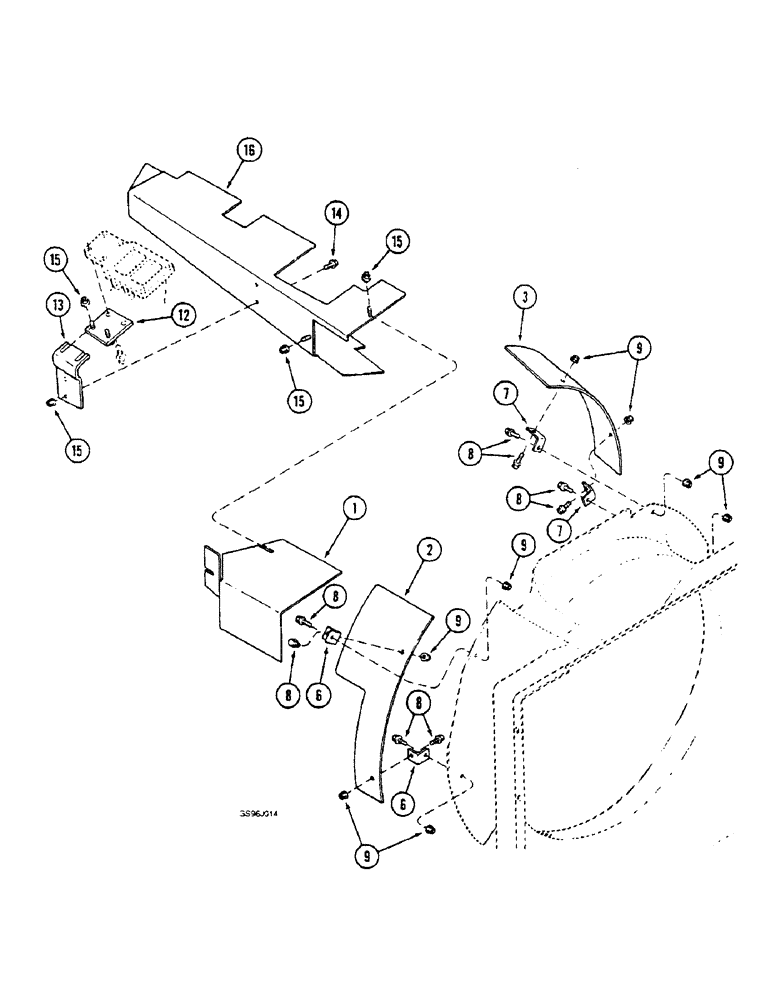 Схема запчастей Case IH 1660 - (2-28) - ENGINE SHIELDS (01) - ENGINE